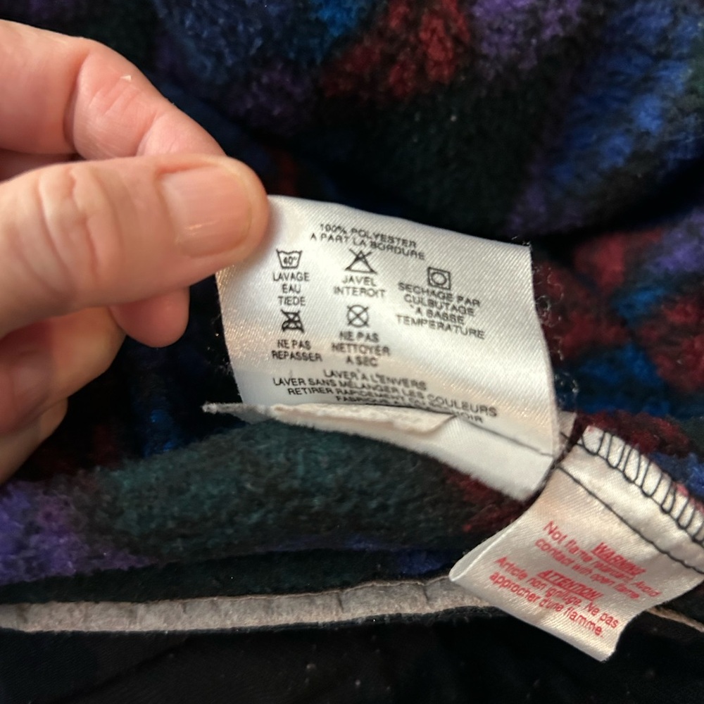 VINTAGE PATAGONIA Synchilla Half Zip Purple Leaf Print Spears Anorak Fleece 10 - Picture 11 of 16